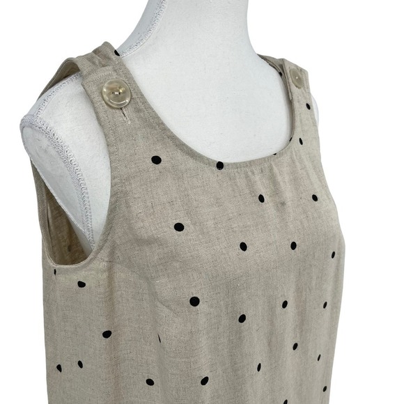Vintage 90’s Requirements Maxi Dress Linen Blend Polka Dot Small - Picture 4 of 10